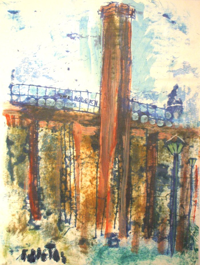 Tate Modern | Monoprint and Mixed Media | 390 x 458mm | Original sold, available as a print