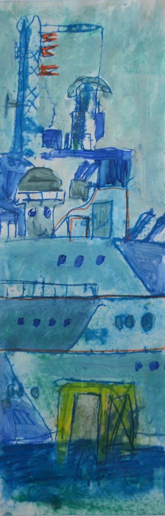 HMS Belfast | Monoprint and Mixed Media | 190 x 510mm | £395