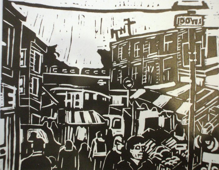 Portabello Market | Linoprint | 210 x 195mm | £250.00