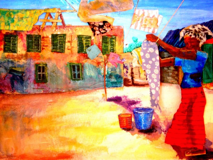 Hanging the Washing | Mixed Media | 420 x 290mm | Original sold, available as a print