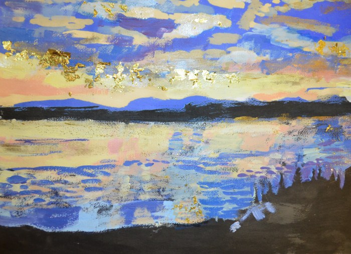 Golden Circle at Dusk | Bleach and Ink, Mixed Media | 420 x 300mm | Sold original, available as a print.