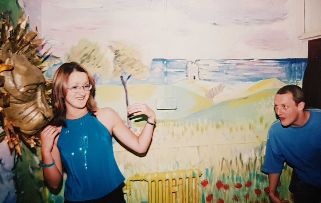 Katie welcoming her friend Dan to come on in to Narnia!